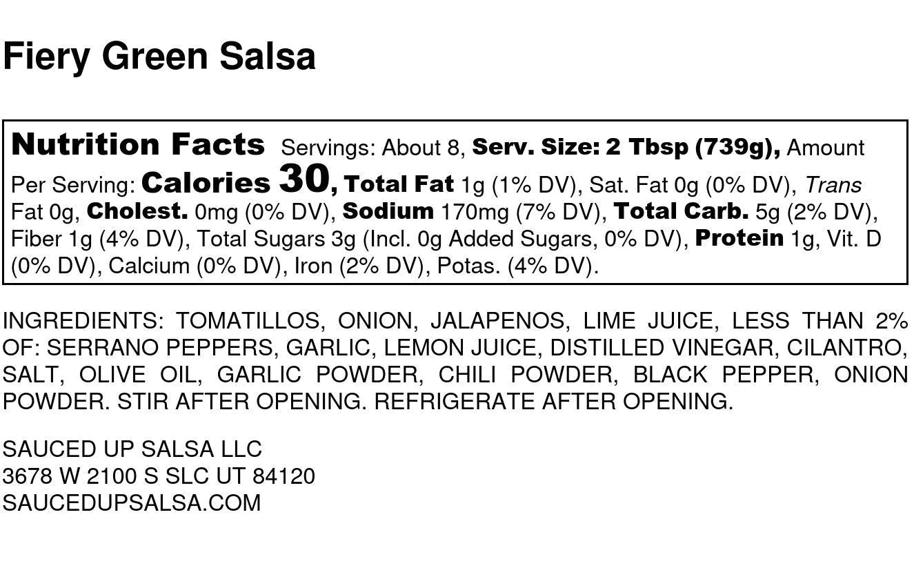 Fiery Green Tomatillo Salsa - Sauced Up Salsa LLC
