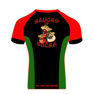 SAUCED UP SALSA "YOU JUST GOT SAUCED!" SHORT SLEEVE RASH GUARD - Sauced Up Salsa LLC